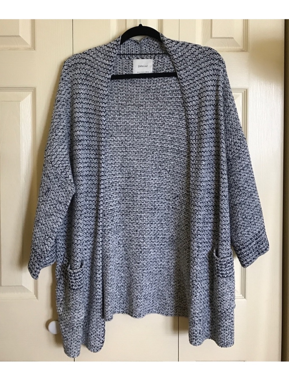 Zara Light Gray Open-Front Knit Cardigan